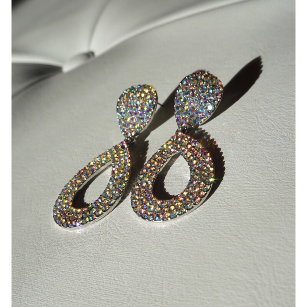 Oval Ab stone ear rings